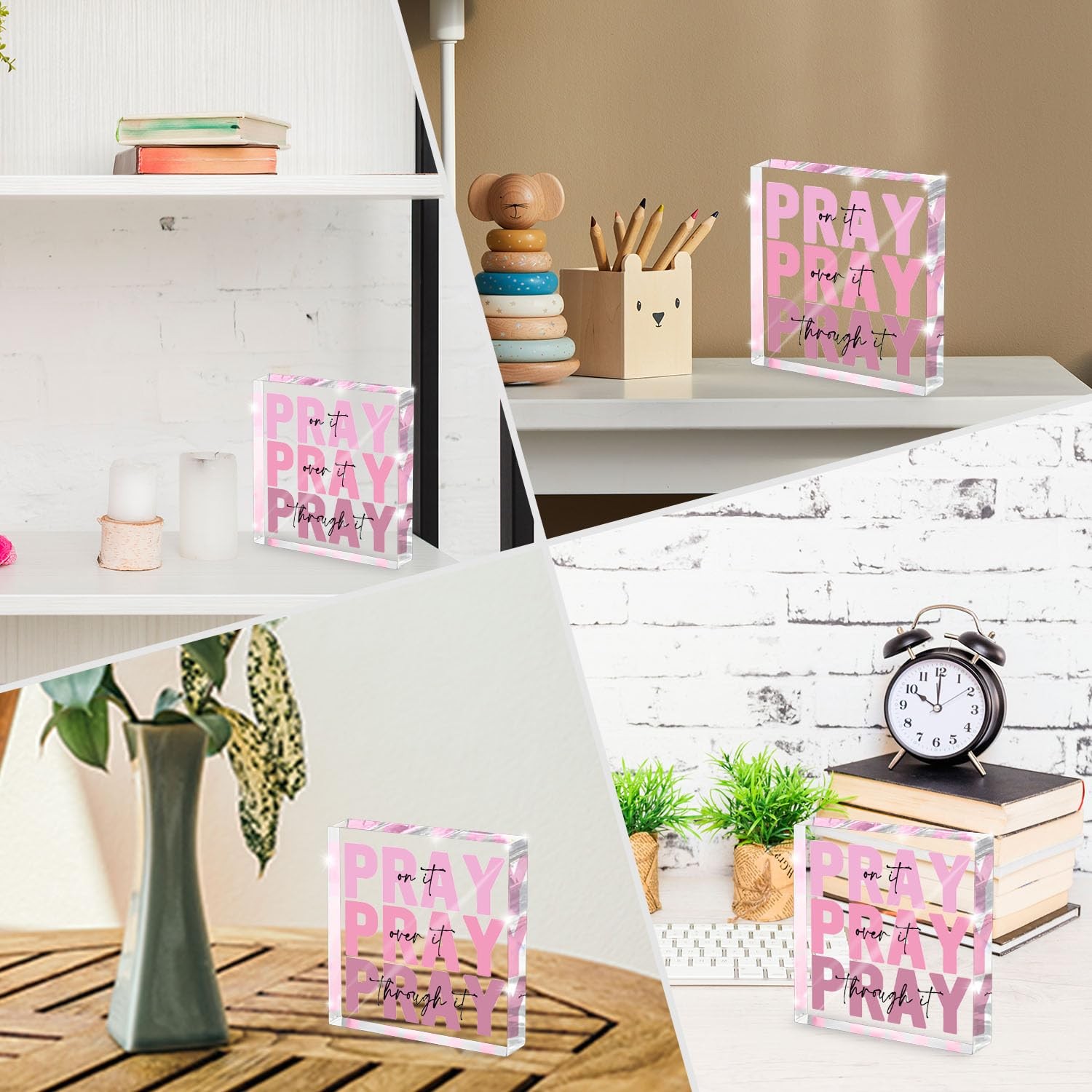 Pink Inspirational Decor Pray Over It Bible Verse Wall Art Christian Gifts fo…