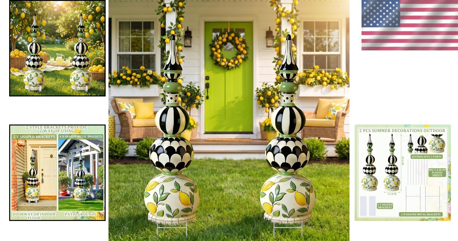 Multicolor 2 Pack Lemon Topiary Decorations – 39″ for Parties & Porches