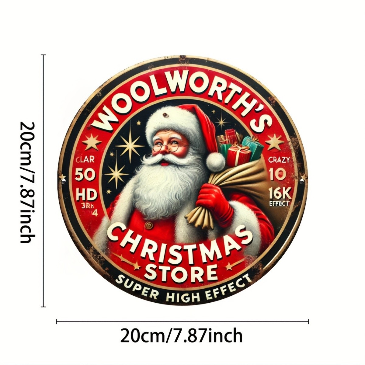 Vintage Woolworth’S Christmas Store Tin Metal Signs 8×8 Inches Retro Santa Iron