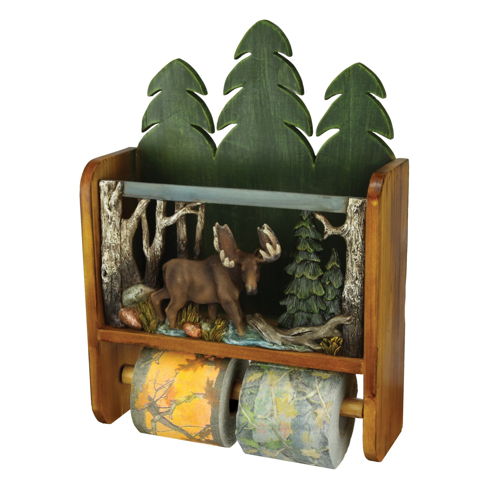 Rivers Edge Products Magazine Rack and Toilet Paper Roll Holder 2 TP Rolls Moose