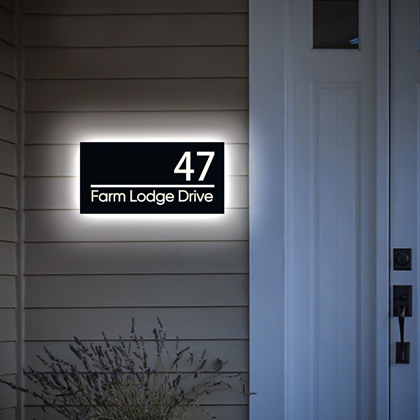 Solar LED House Number Sign Personalized Outdoor Address Plaque