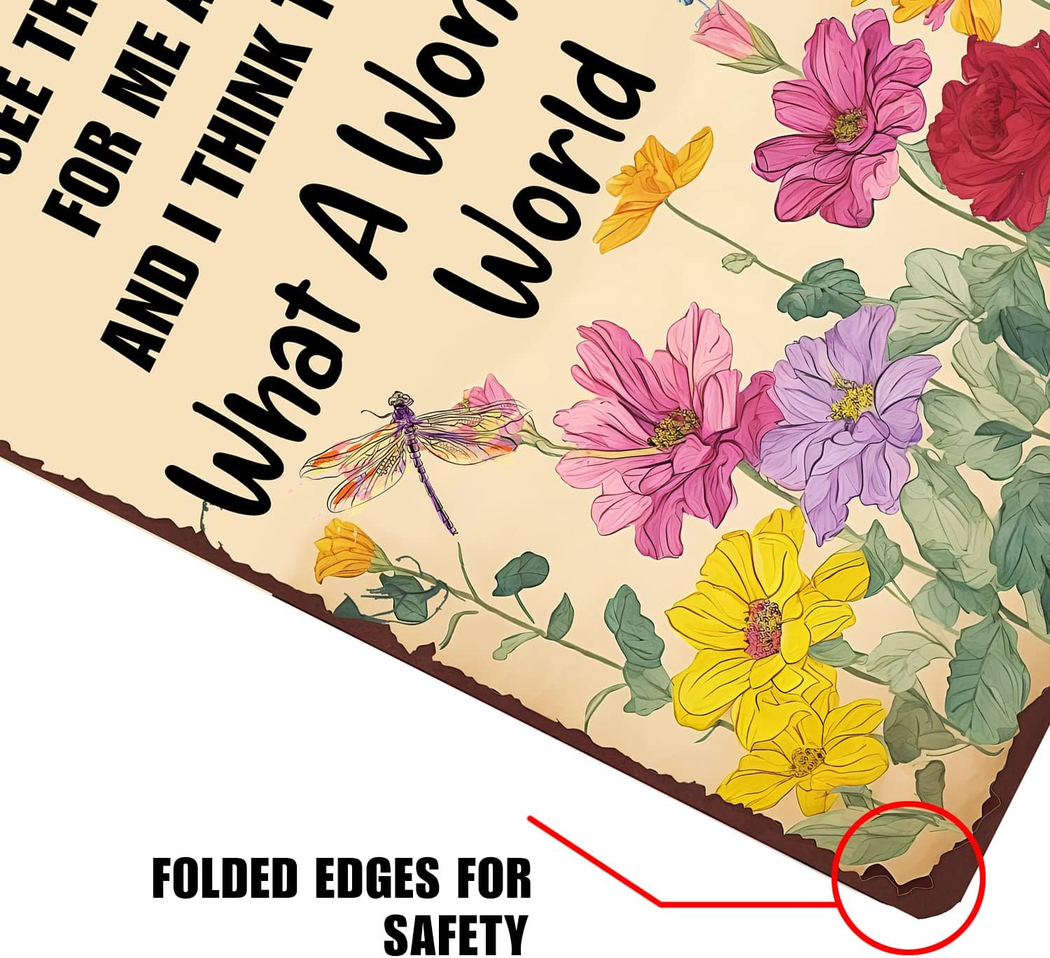 Vintage Metal Wall Sign – “What a Wonderful World” Garden Decor, 12×8 Inches