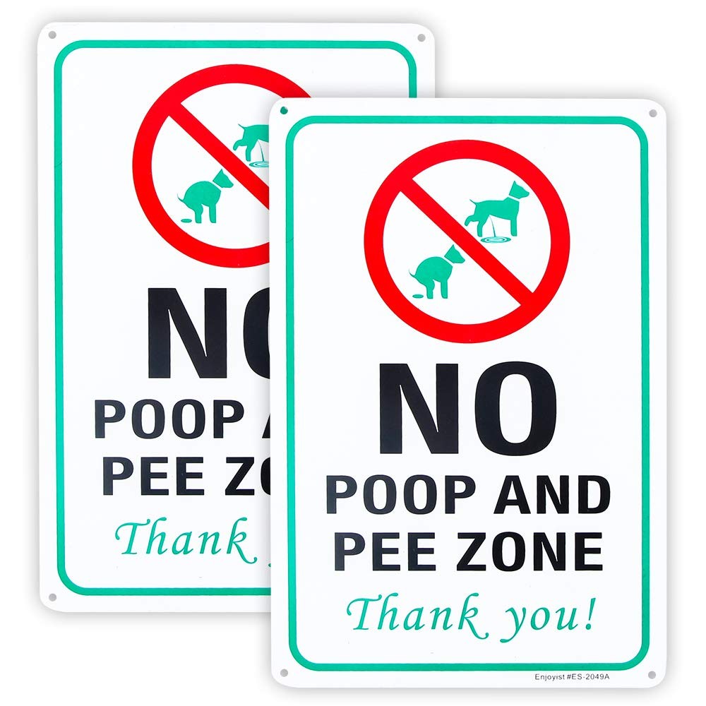 2 Pack No Pee and Poop Zone Dog Yard Sign, 12″x 8″ .04″ Aluminum Reflective S…