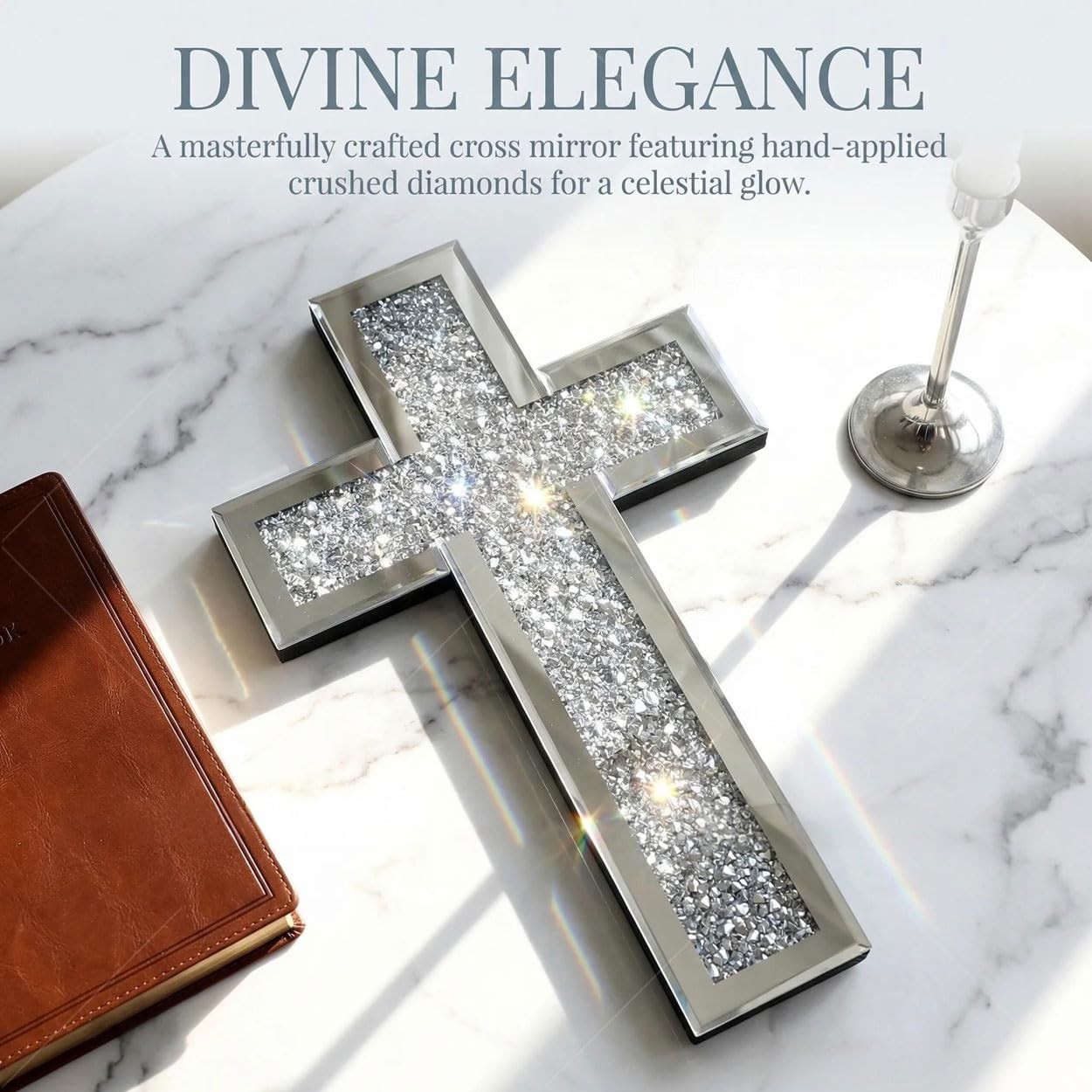 Cross Wall and Table Decor, Glass Mirrored Surface, Modern Style, Religious T…