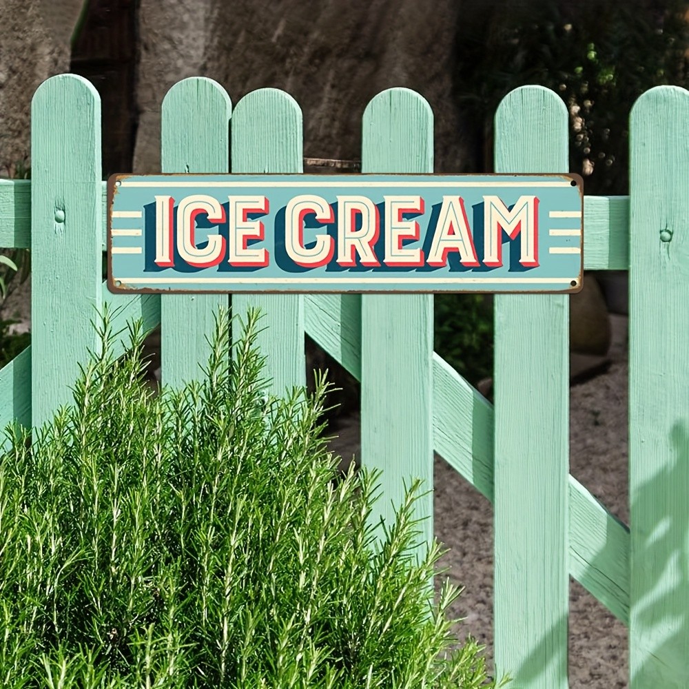 Vintage Ice Cream Metal Sign 10cm X 40cm Green Red