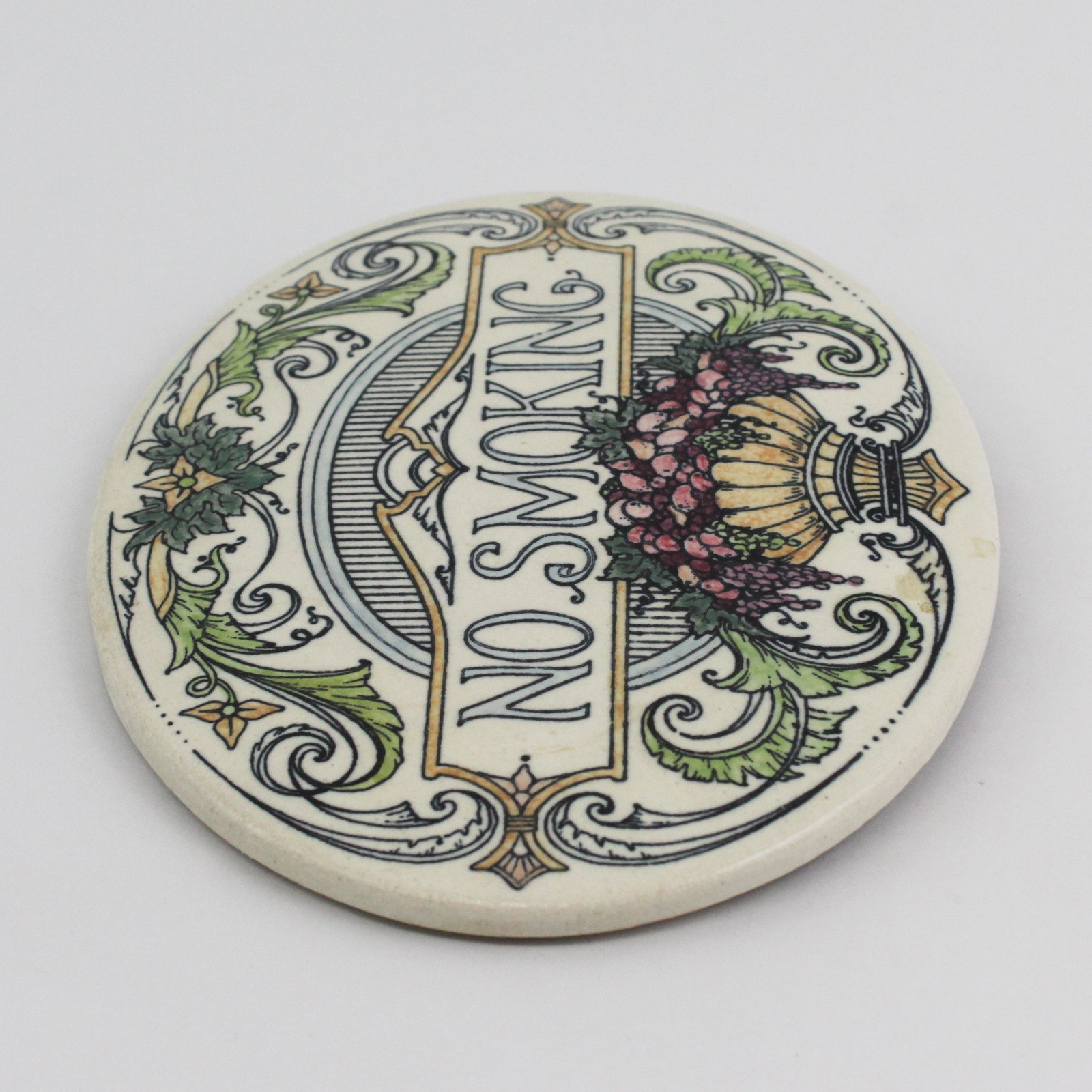 Unbranded Hanging/Standing Floral Ceramic Oval “No Smoking” Plaque Home Decor