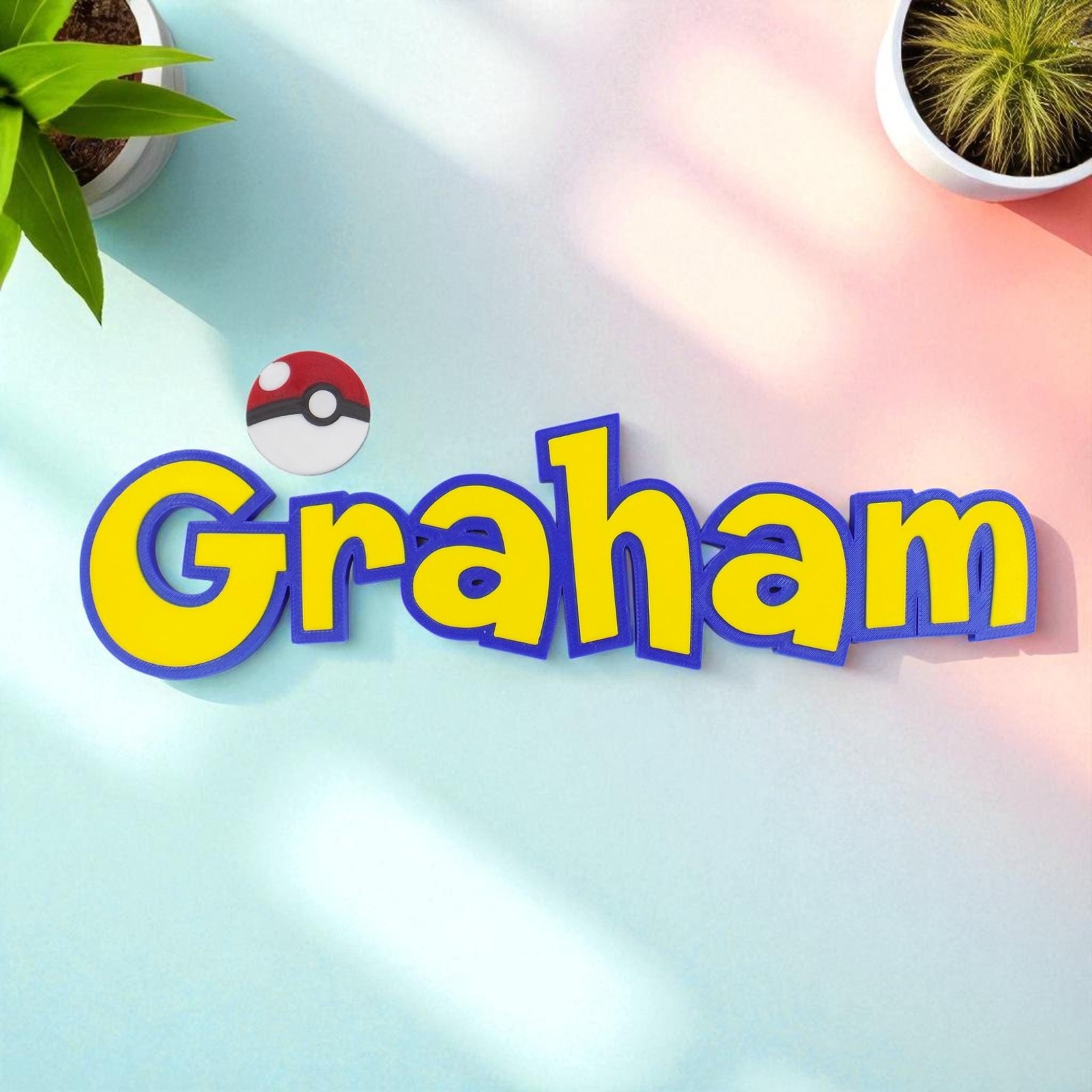 Personalized Pokémon‑Style Name Sign – Custom 3D Printed Kids Room Decor, Gamer