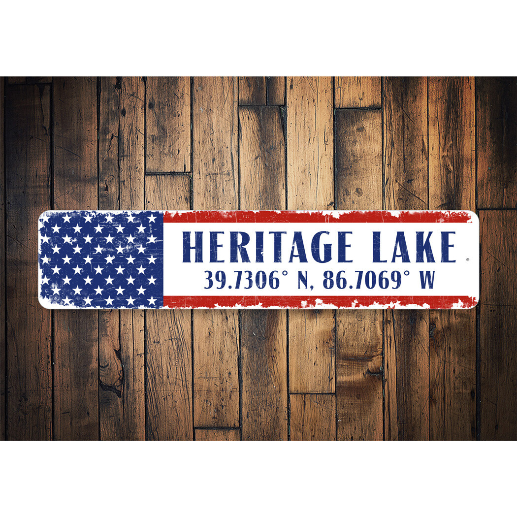 American Location Lat Long Metal Sign Custom Latitude Longitude GPS Coordinates