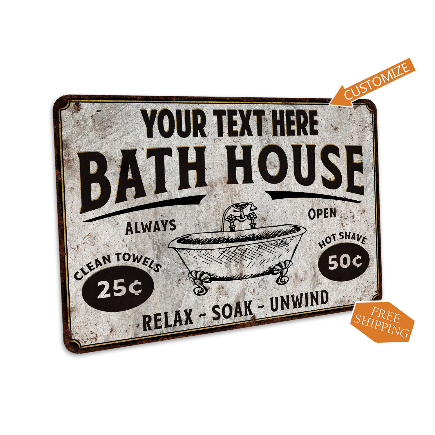 Personalized Bath House Sign Bathroom Wall Decor Wash Shower Towel 108122002005