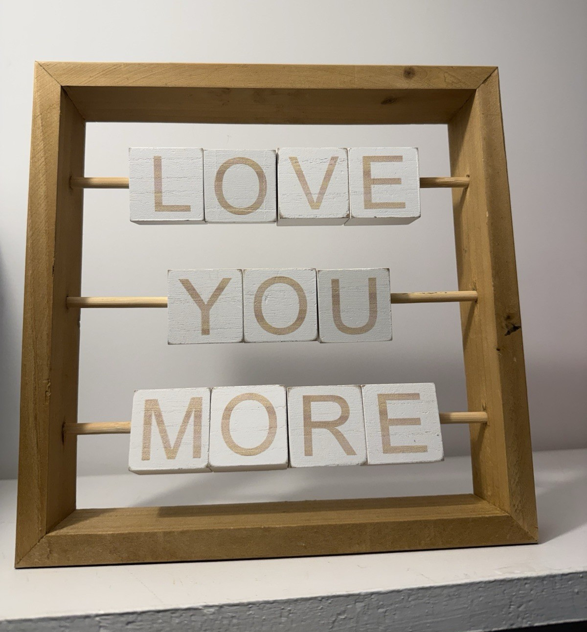 10″ Brown and White “Love You More” Square Framed Tabletop