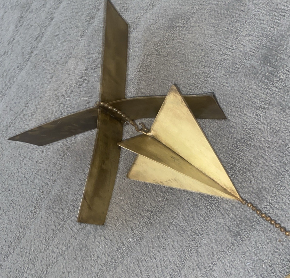 Vntg Geometric Shapes Metal Hanging Sculpture Chain Adjustable 46” RARE! MCM