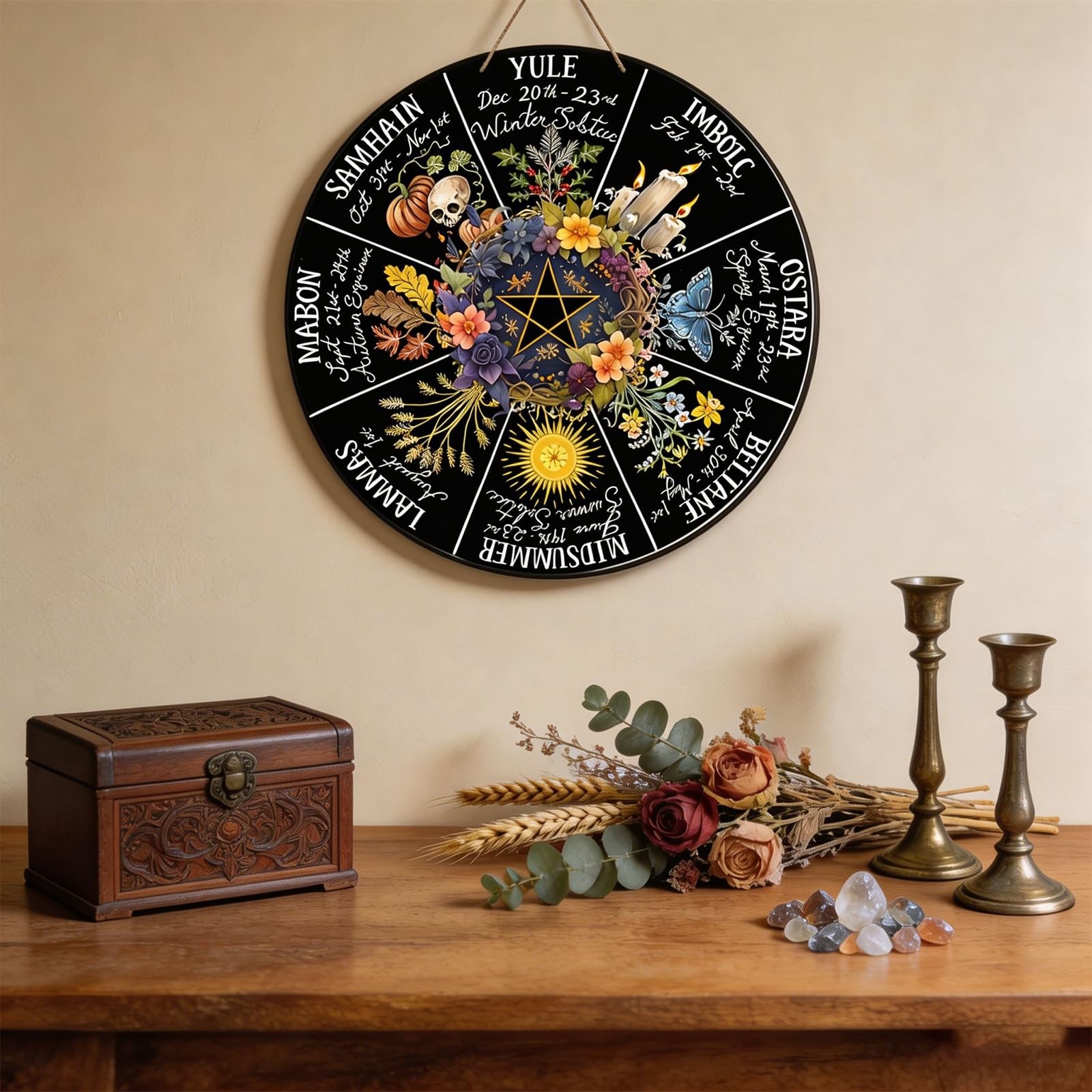 “12Inch Wheel of the Year Wall Hanging for Pagan & Wiccan Celebrations”