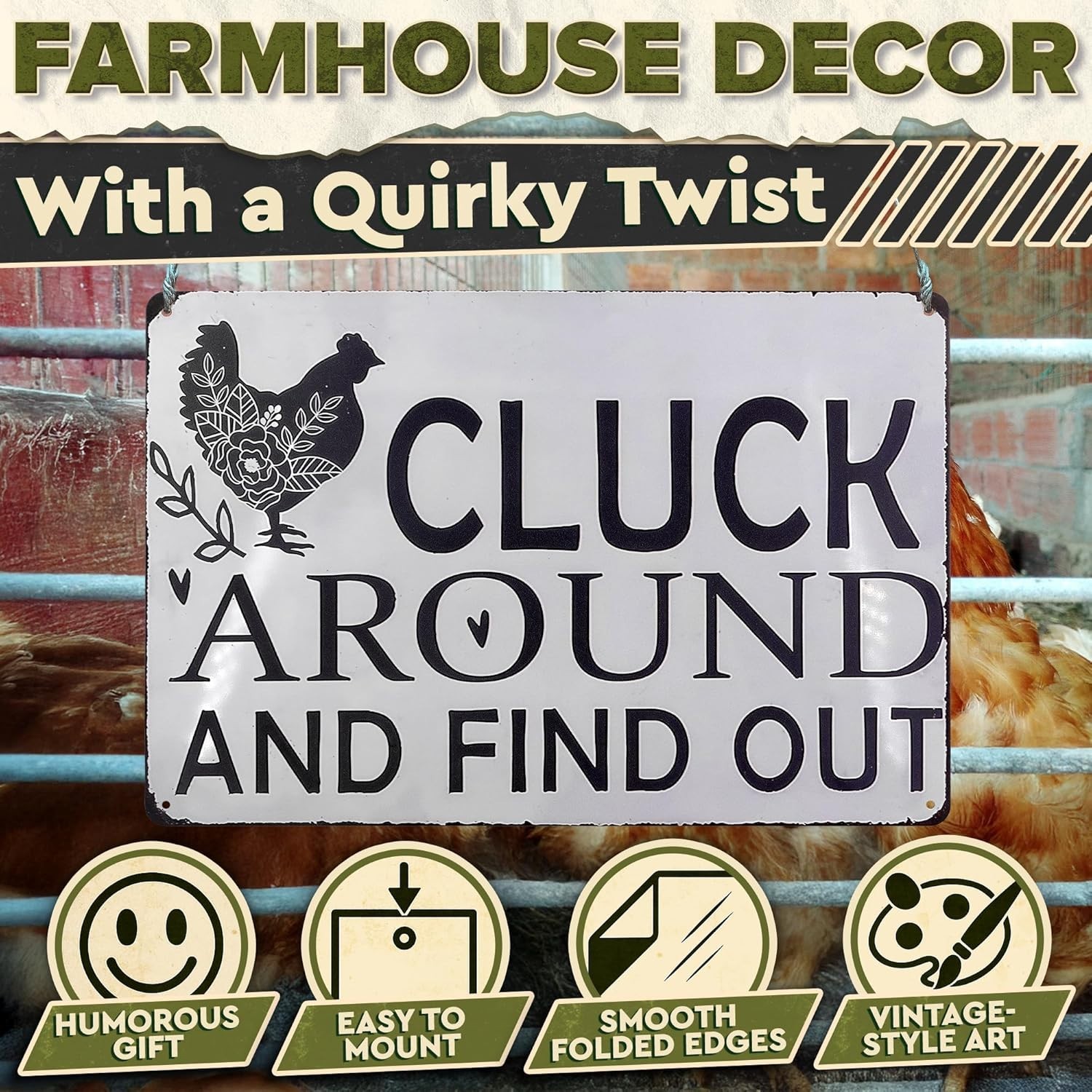 Charming Rooster Decor – Rustic Chicken Wall Art for Barn & Kitchen