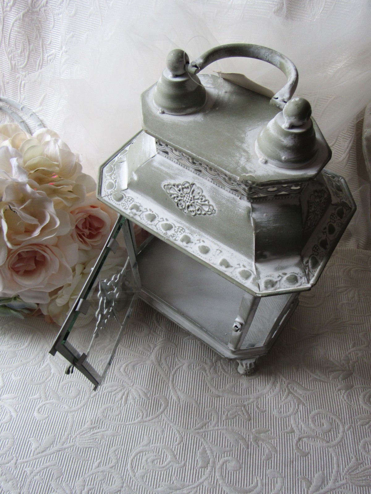 Lantern,Whitewashed Decor,Sage,Patina,Green Decor,centerpiece,Easter,Boho,NEW