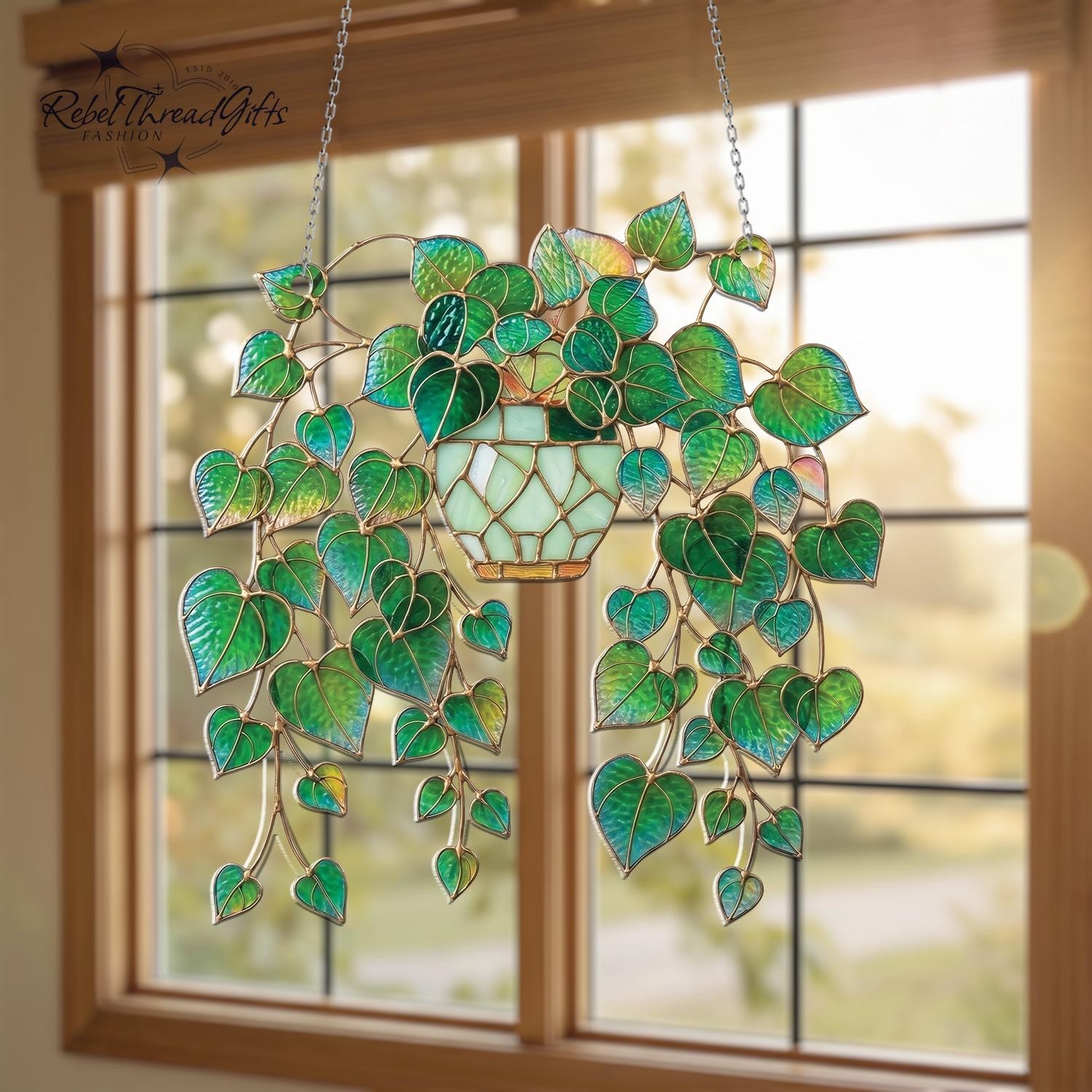 Hanging Pothos Acrylic Suncatcher Plant Window Decor Floral Gift