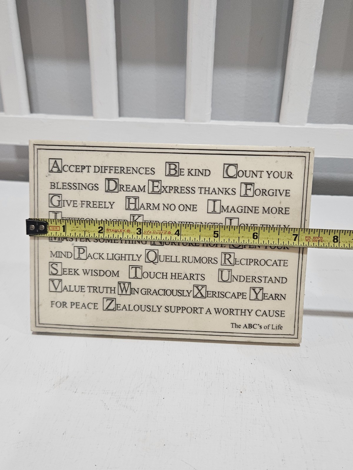 Vtg House Parts Inc “ABC’s Of Life” Engraved Faux Marble Standing Shelf Plaque
