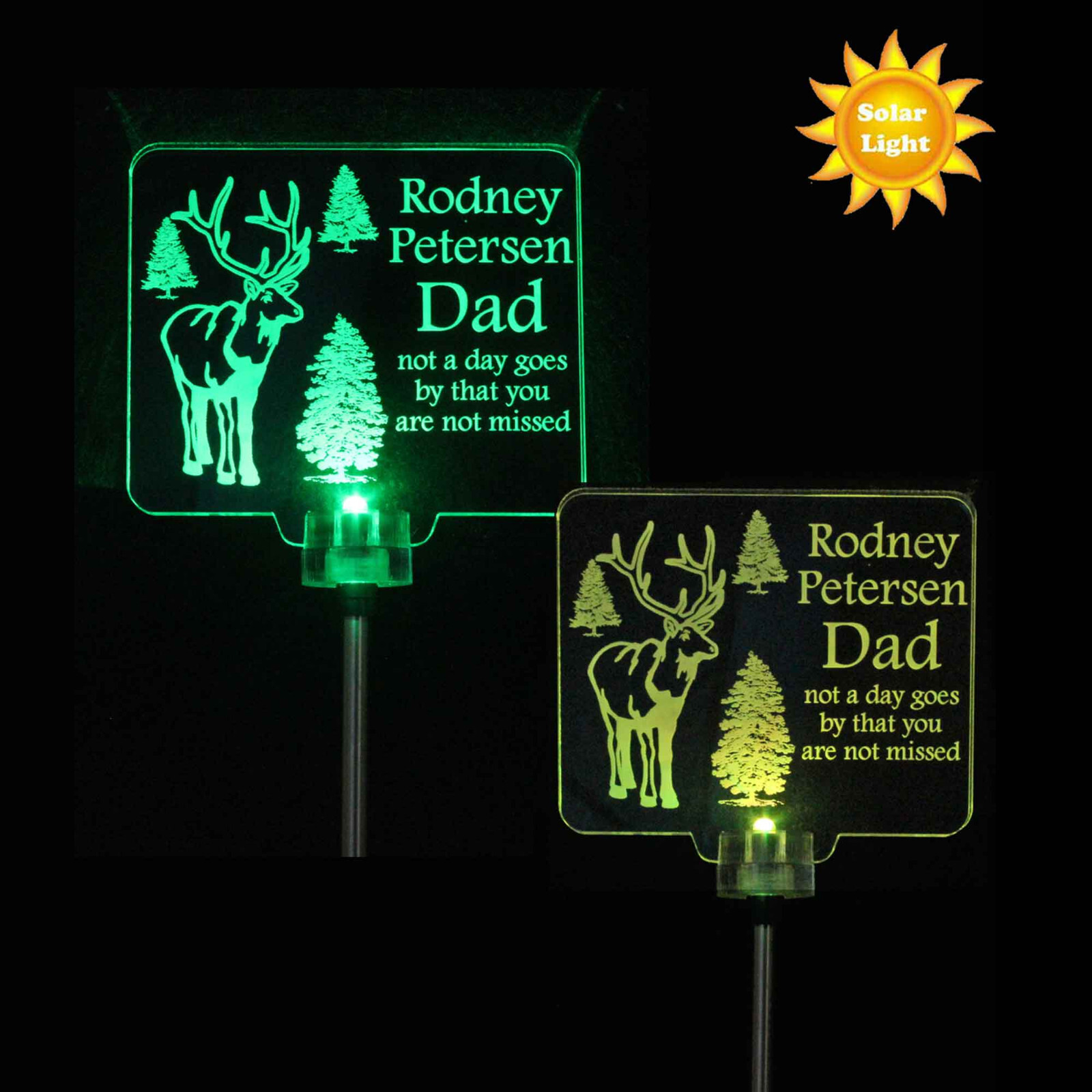 Sympathy gift, Deer with tree Solar light Grave Marker – 2 Sizes