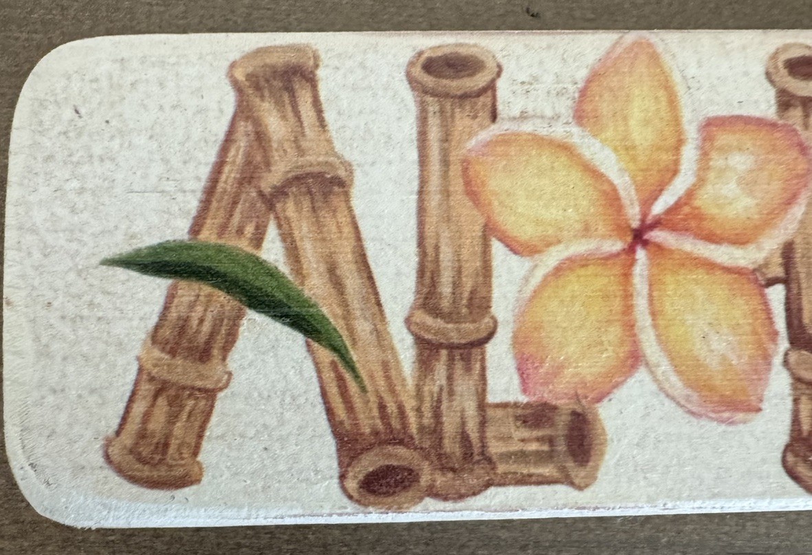 Aloha Shelf Decor Hand Made By Local Artist Hawaii 6”x 2”