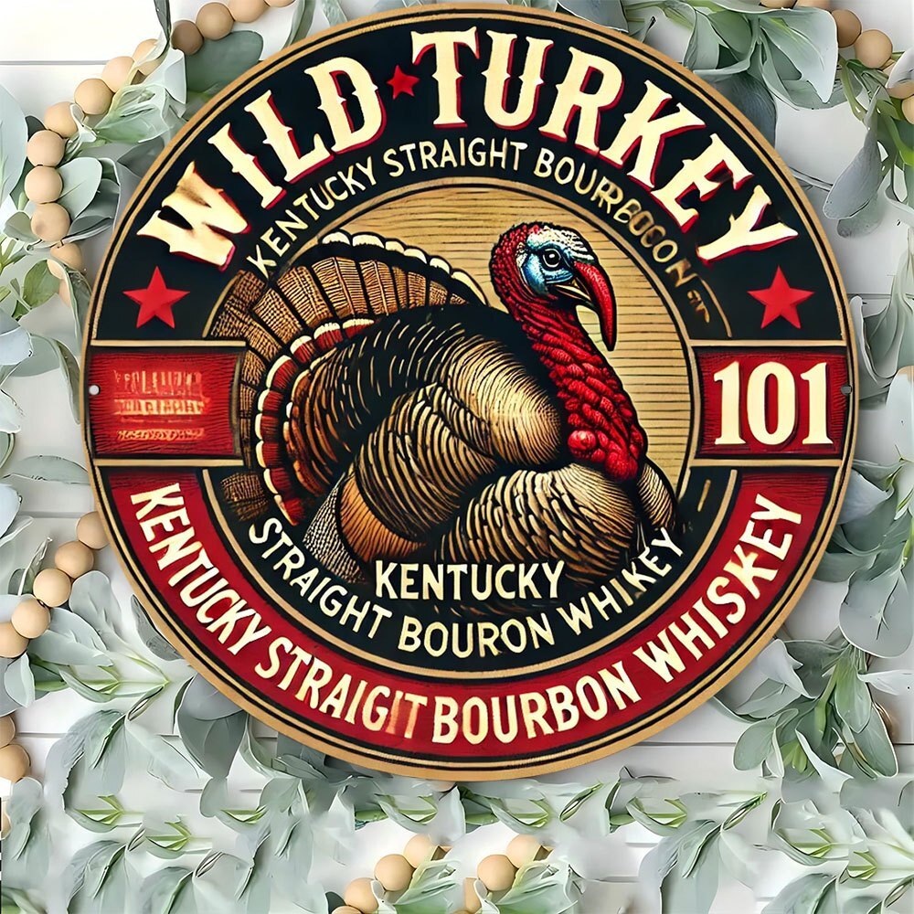 Wild Turkey Kentucky Straight Bourbon Tin Metal Signs, 8-Inch Durable Aluminum R