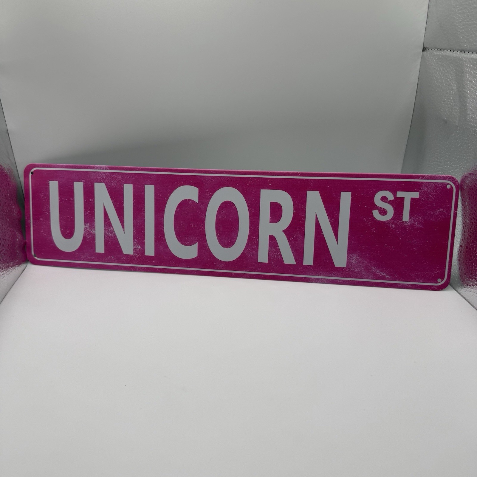 Unicorn St Metal Tin Sign 15×4 Pink Street Sign Kids Room Decor Reproduction