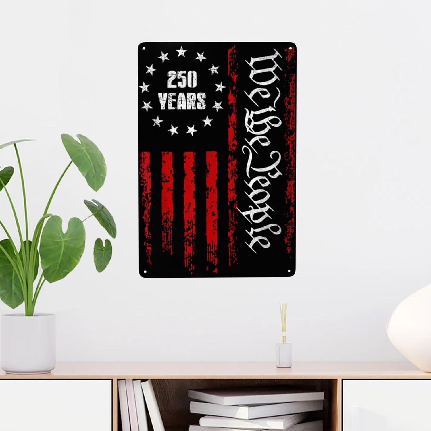 Distressed Patriotic Metal Sign We the People 250 Years 4th of July Home Decor
