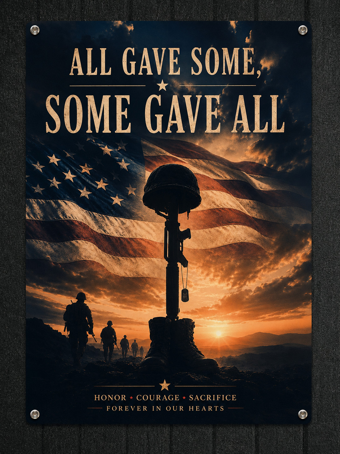All Gave Some Some Gave All Metal Sign – Patriotic Military Memorial Wall Decor