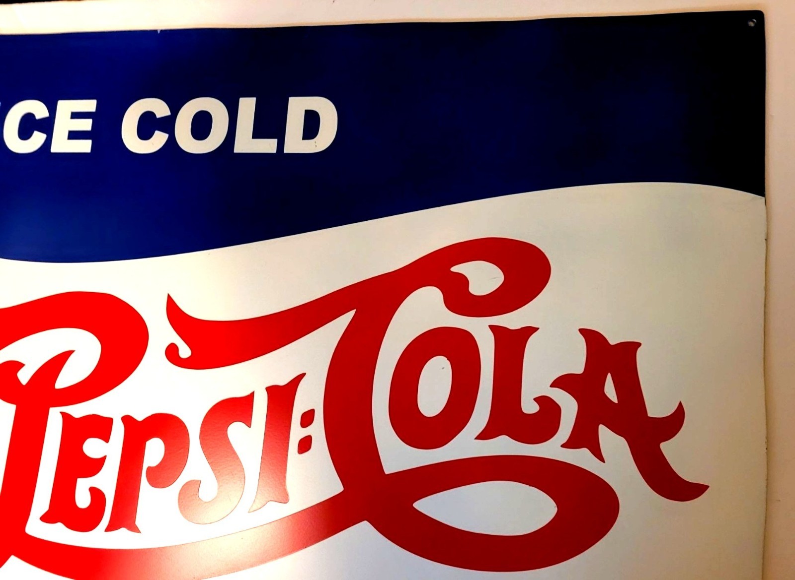 PEPSI-COLA Ice Cold Sold Here Classic Replica Handmade Scrap Metal Art Sign 18×1