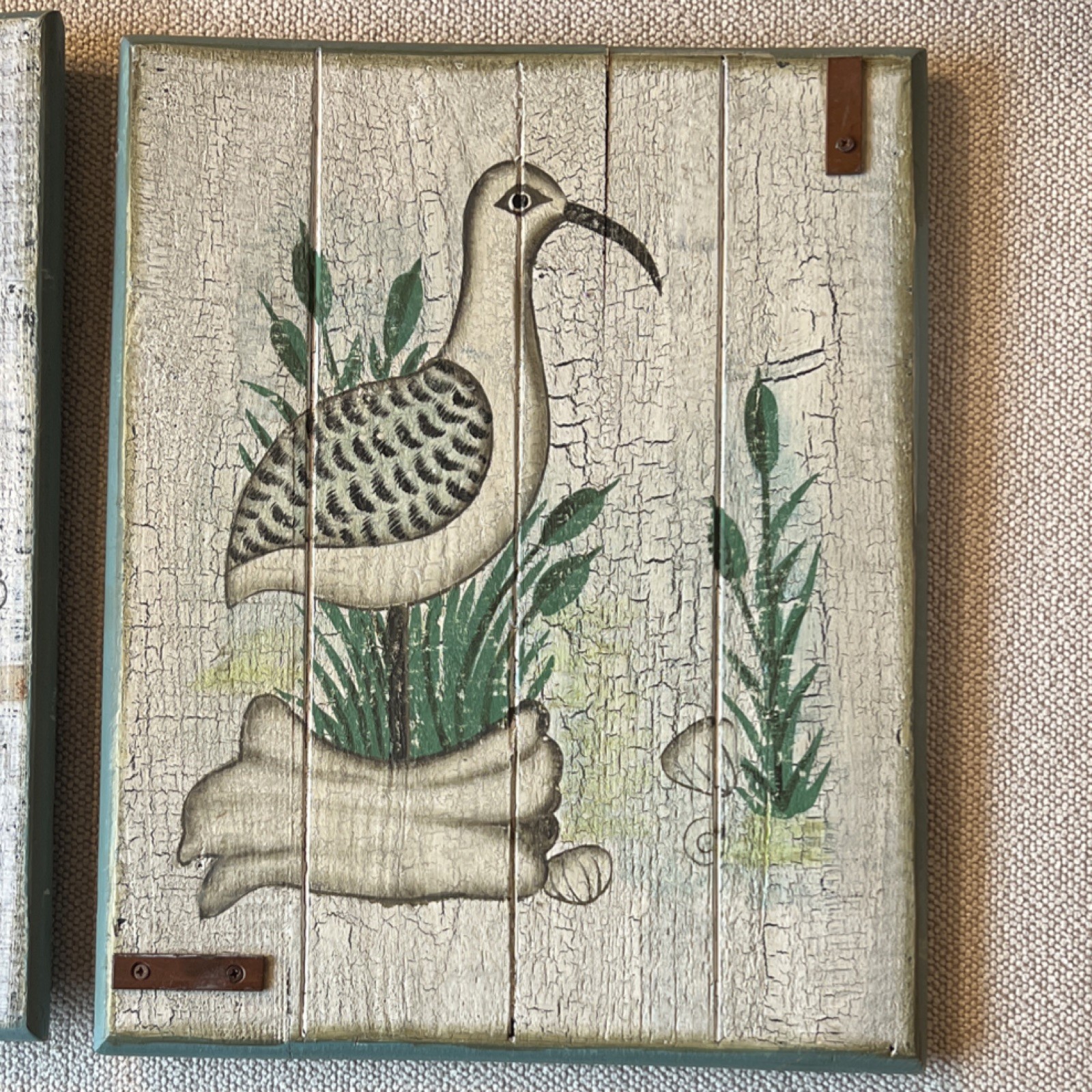 C M W Wooden Bird Nature Wall Plaques Set of 2 Vertical Distressed Hanging