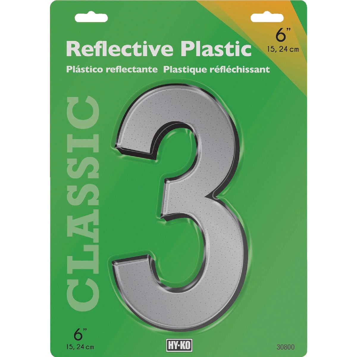 Hy-Ko 6 In. Reflective Plastic Number 3 30803 Hy-Ko 30803 029069308339 Plastic