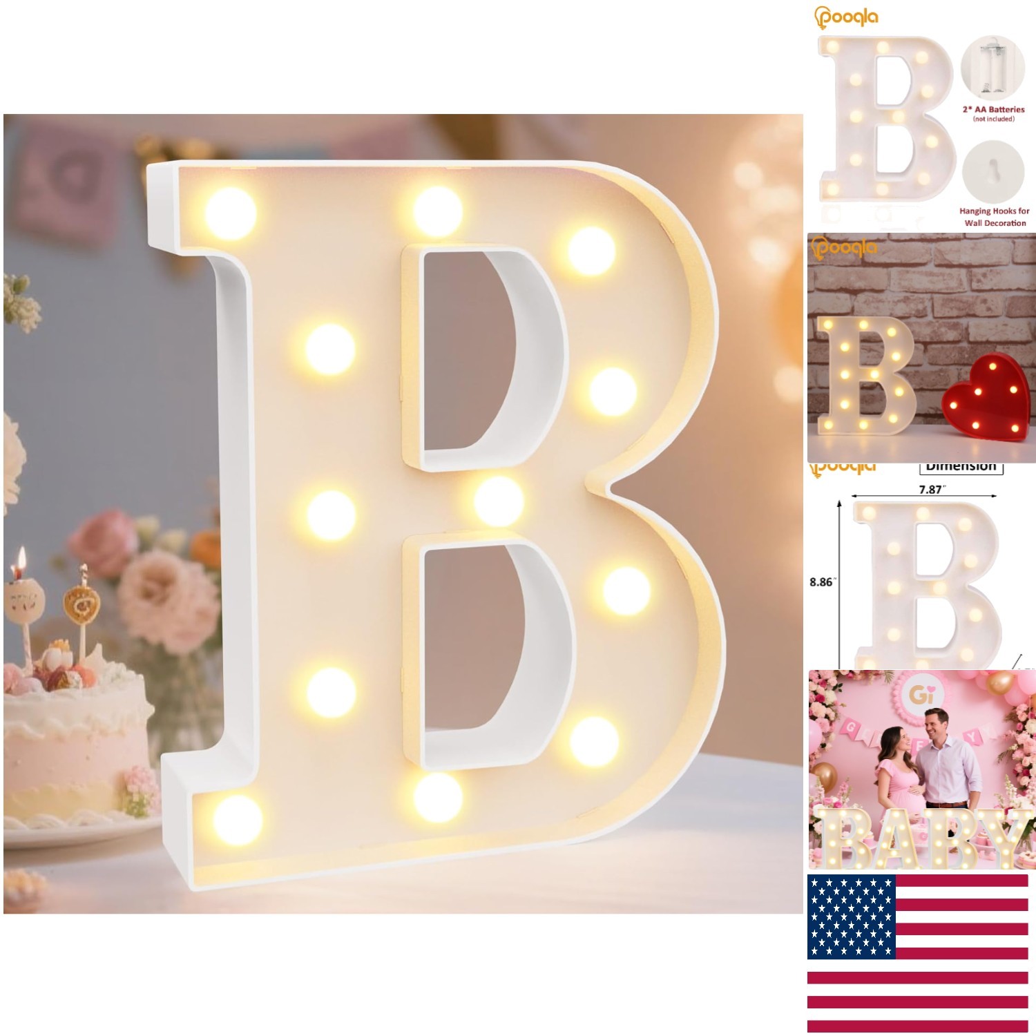 Portable ‘B’ LED Marquee Light – Ideal for Celebratory Events & Home Styling