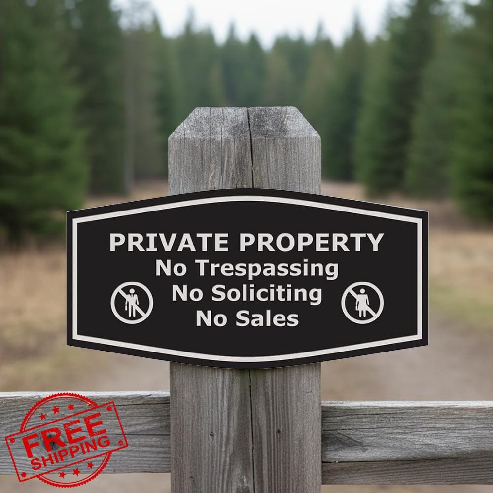 Signs ByLITA No Trespassing Sign Small Navy Blue/Gold