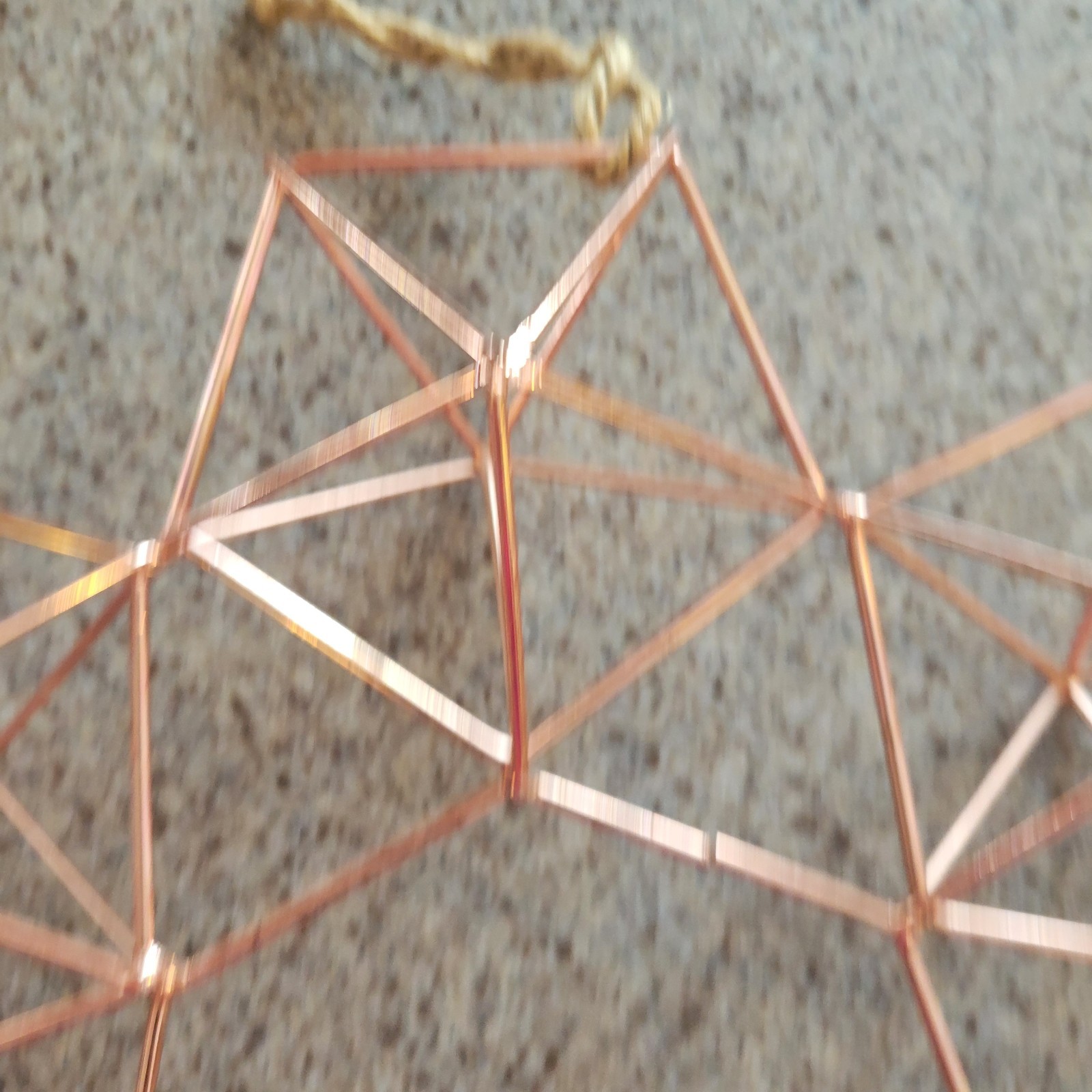 Geometric Himmeli wall hanging wreath copper finished metal 12″ rustic abstract