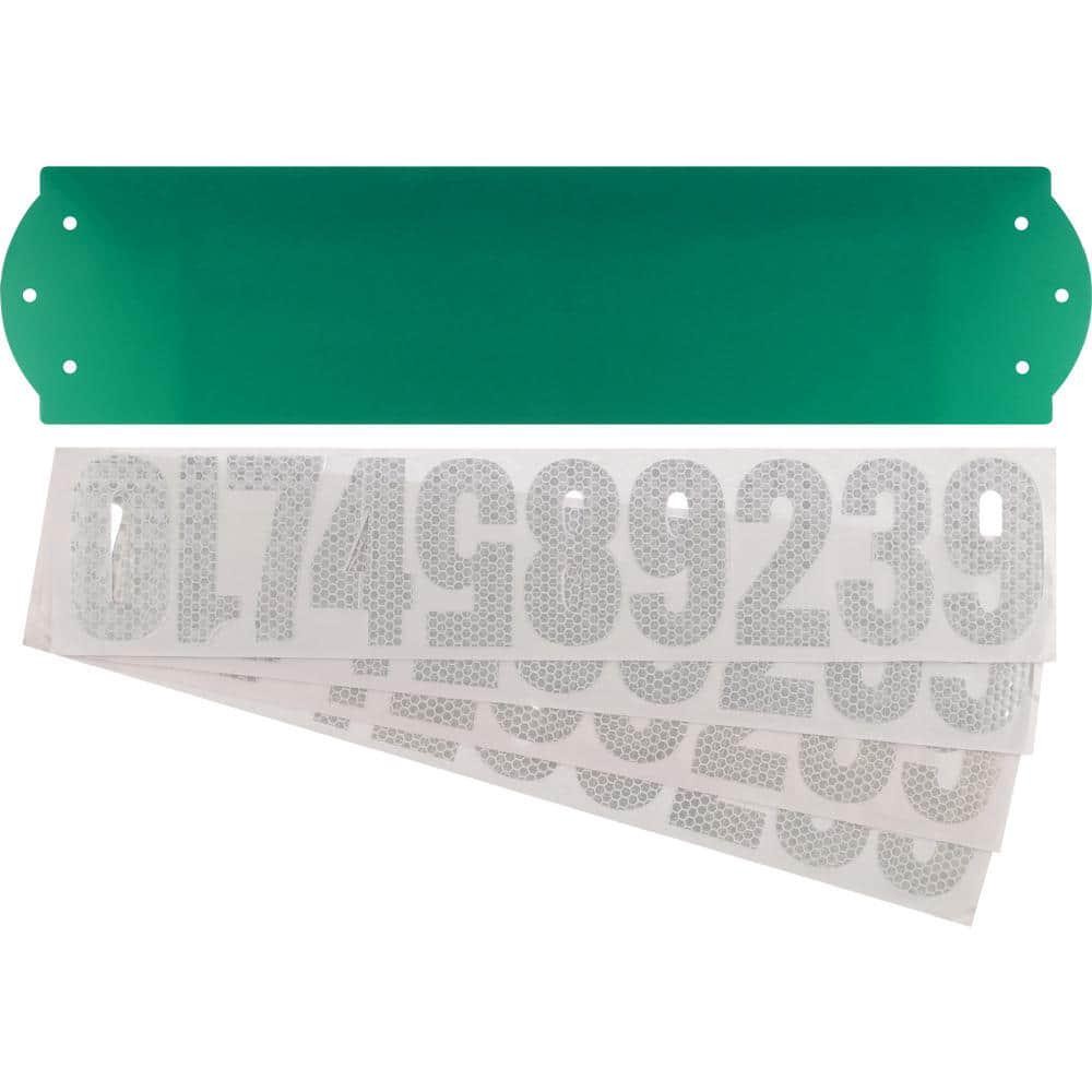 Everbilt Address Sign Kit Reflective Numbers Plate Green Aluminum Weatherproof