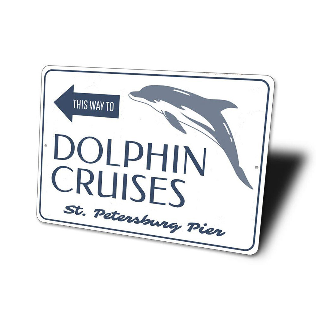 Dolphin Cruises Aluminum Metal Sign