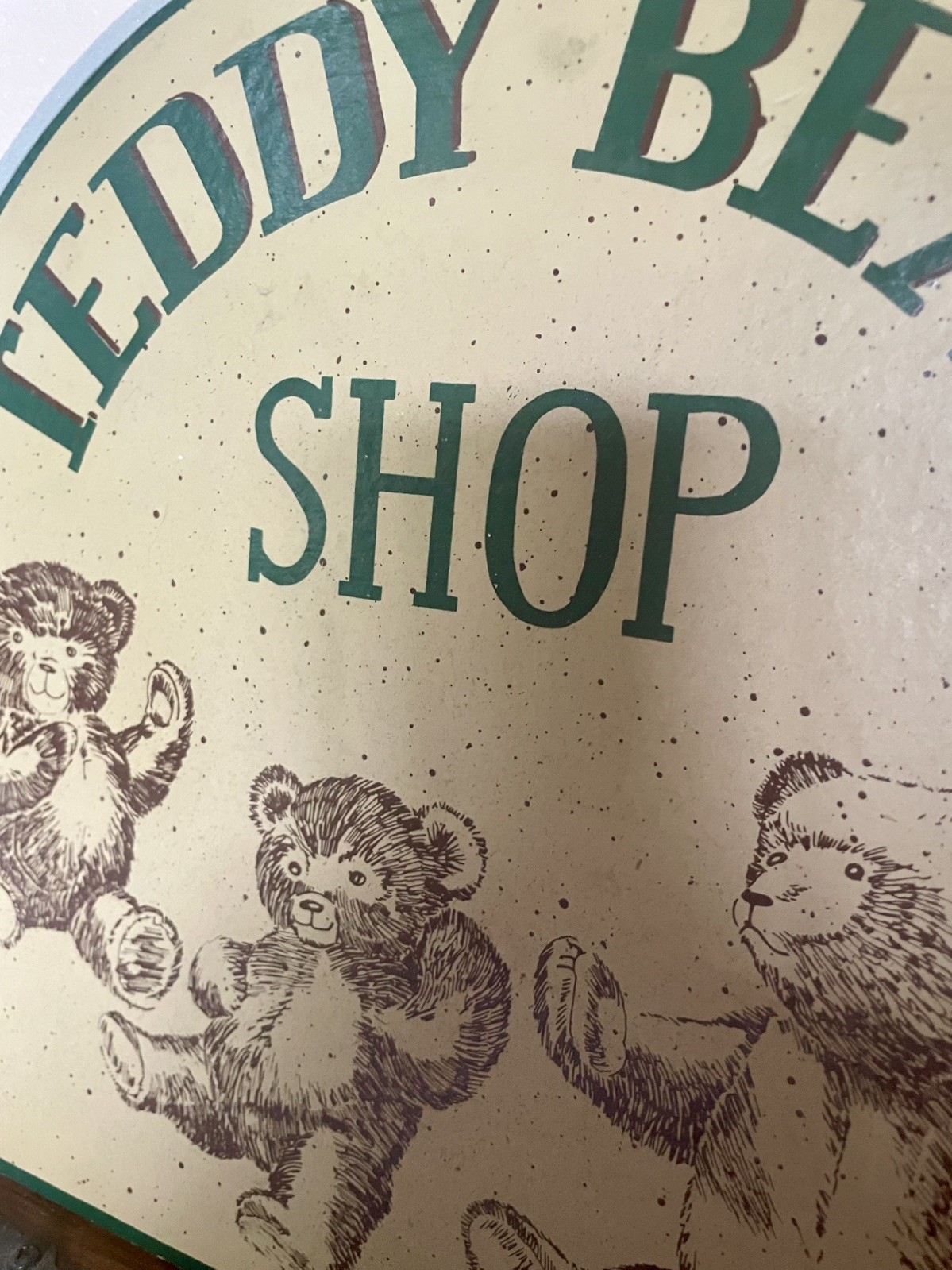 Vintage Brown Teddy Bear Shop Wall Plaque Wooden Hanging Sign 11×11