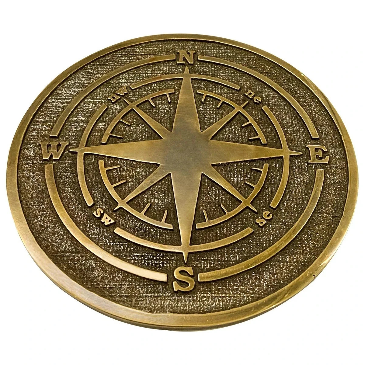 Handcrafted Brass Compass Rose Plaque | Nautical Garden Decor
