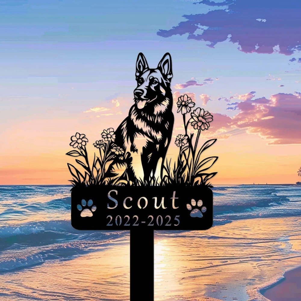 Personalized Shepherd Memorial Stake Meta Grave Marker Dog Cemetery Stake