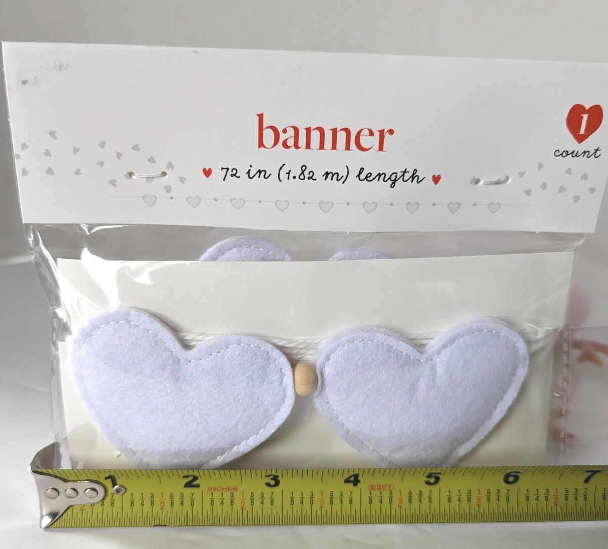 Target Bullseye Playground Valentines Heart Garland White Felt W/ Wood Beads