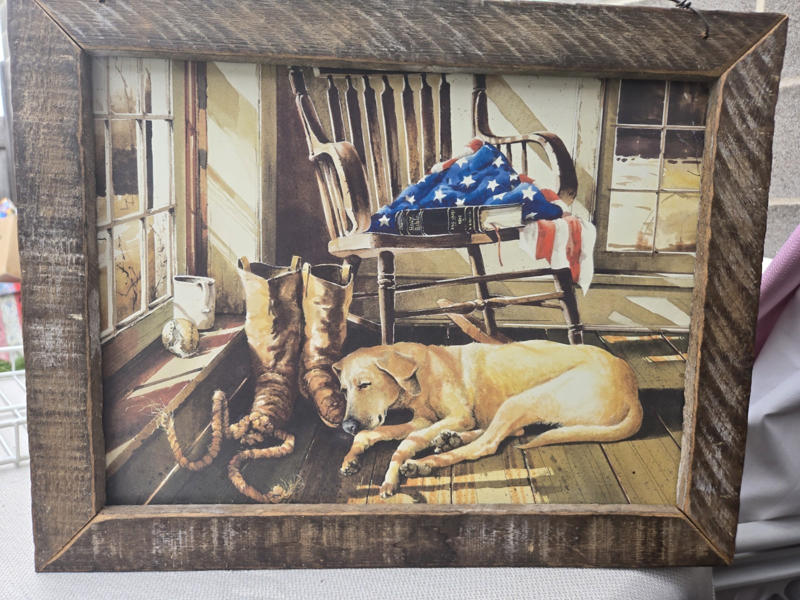 John Rossetti Forver Faithful Yellow Labrador Lab Dog FRAMED WALL ART Rustic