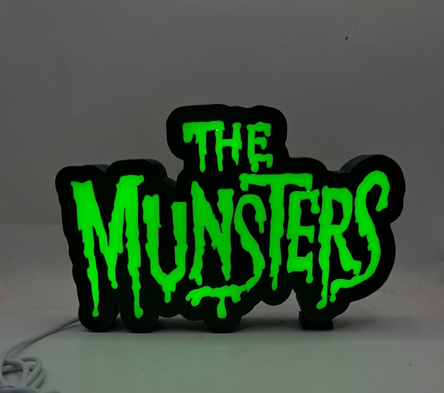 The Munsters LED Light-Up Sign 3D Printed Glow 60s TV Horror Nostalgia