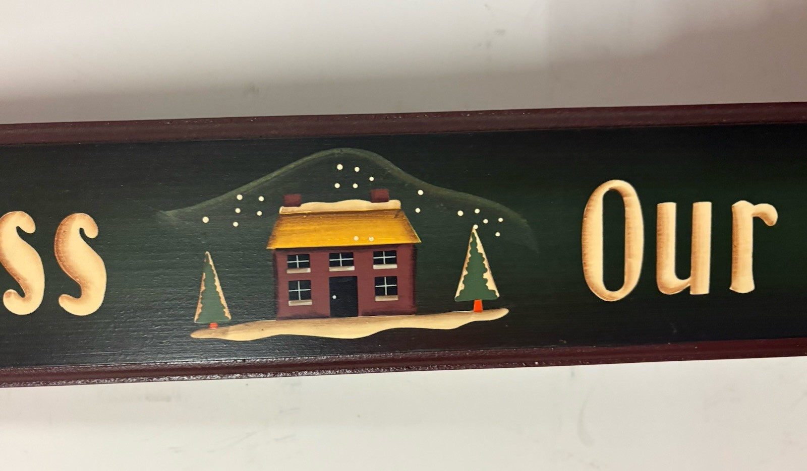 “God Bless Our Home” Horizontal Wooden Winter Christmas Sign 28” L x 5” H
