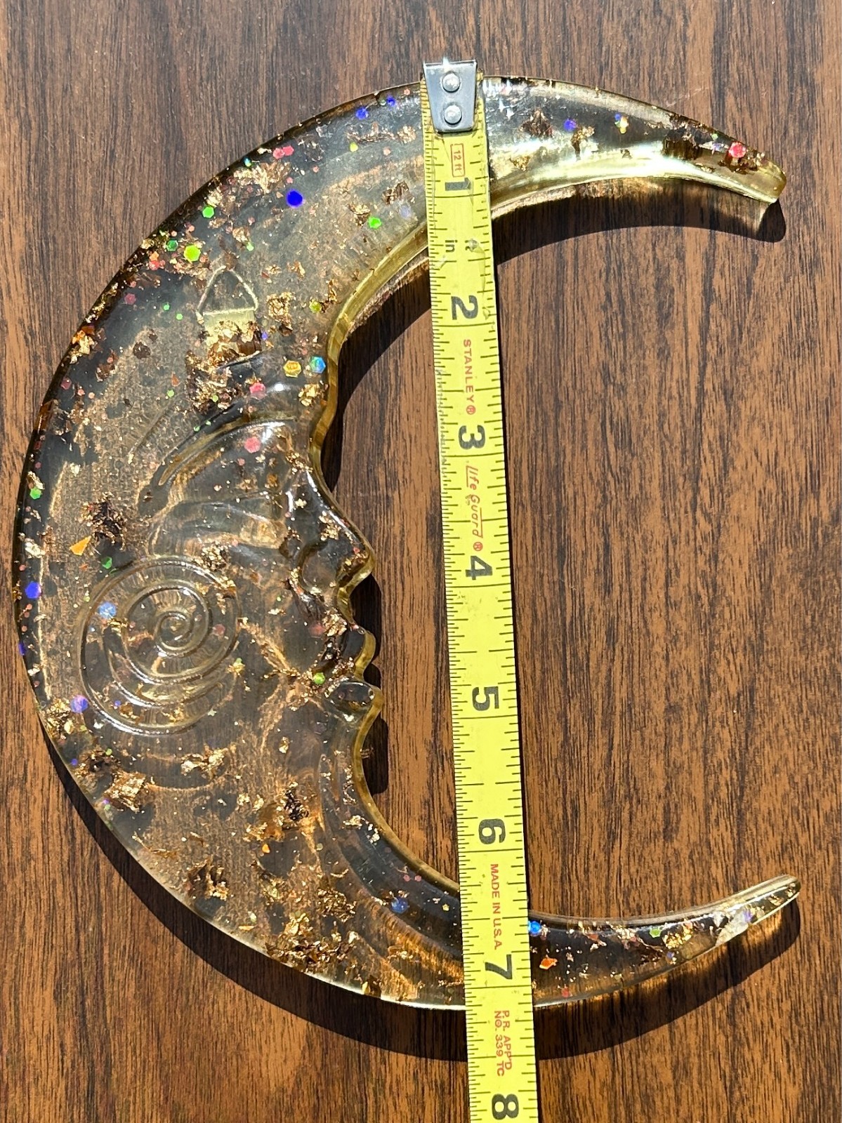 Resin Moon Wall Hanging Plaque Celestial Holographic Glitter Gold Flake