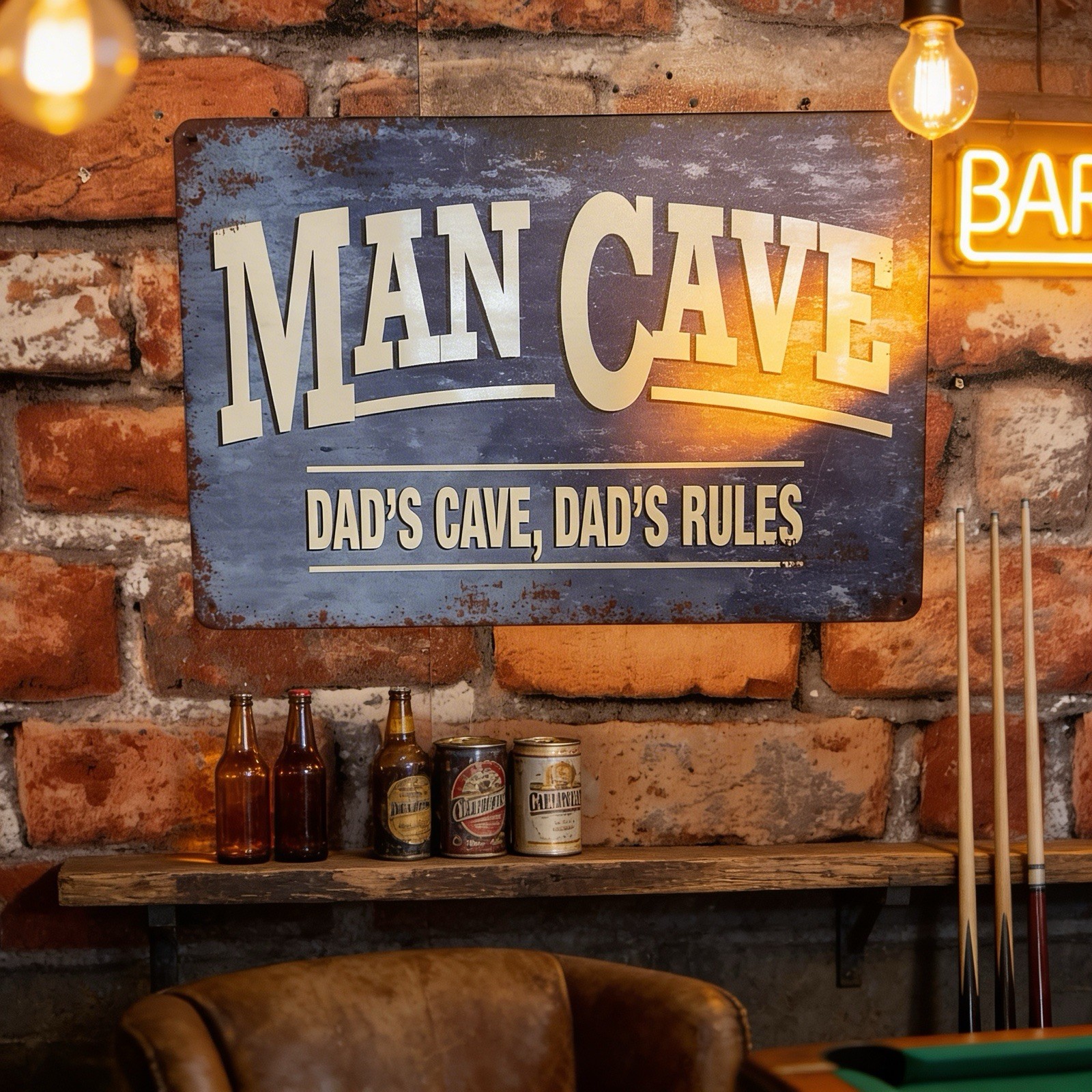 8×10 Patina Style “Man Cave” Dad’s Cave” Sign A Great Gift! FREE SHIPPING!