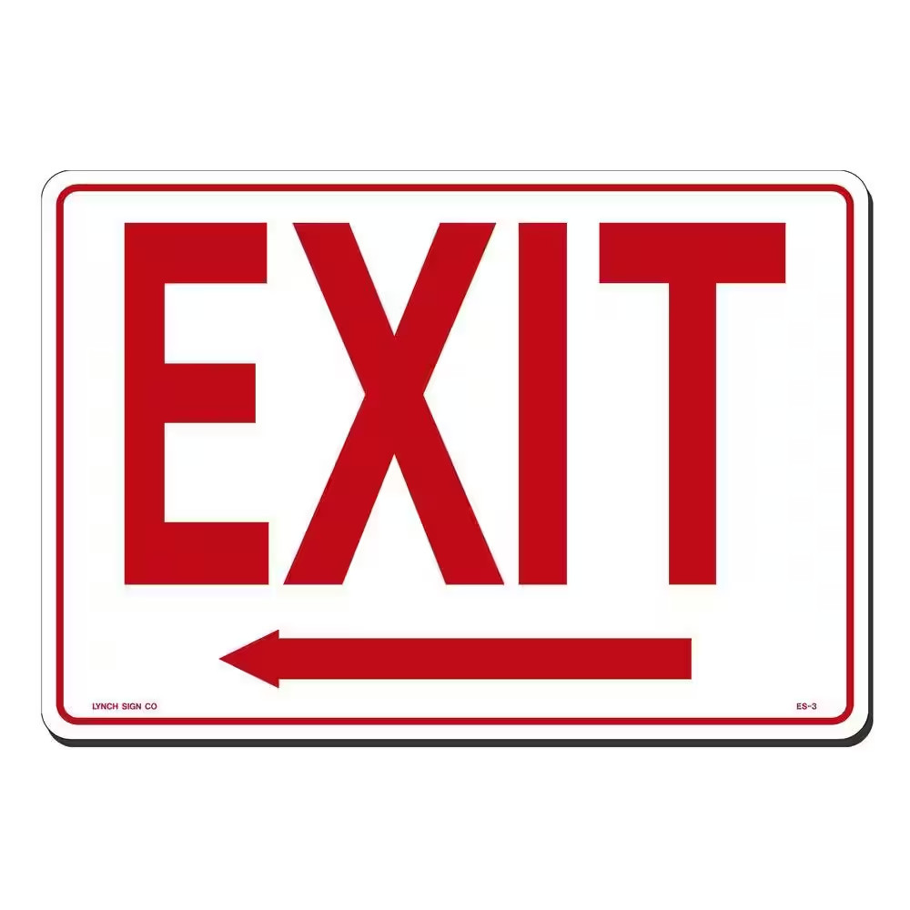14 In. X 10 In. Exit with Arrow Left Sign Printed on More Durable, Thicker, Long