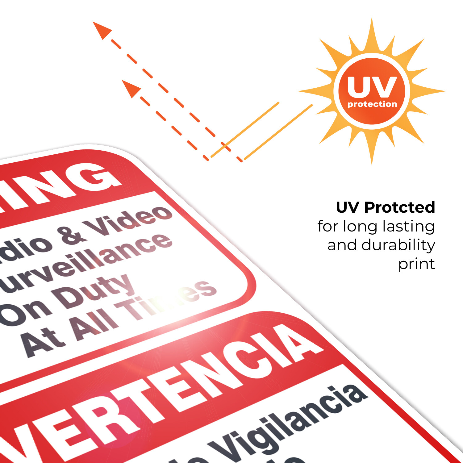 Audio & Video Surveillance Sign, Bilingual English Spanish,