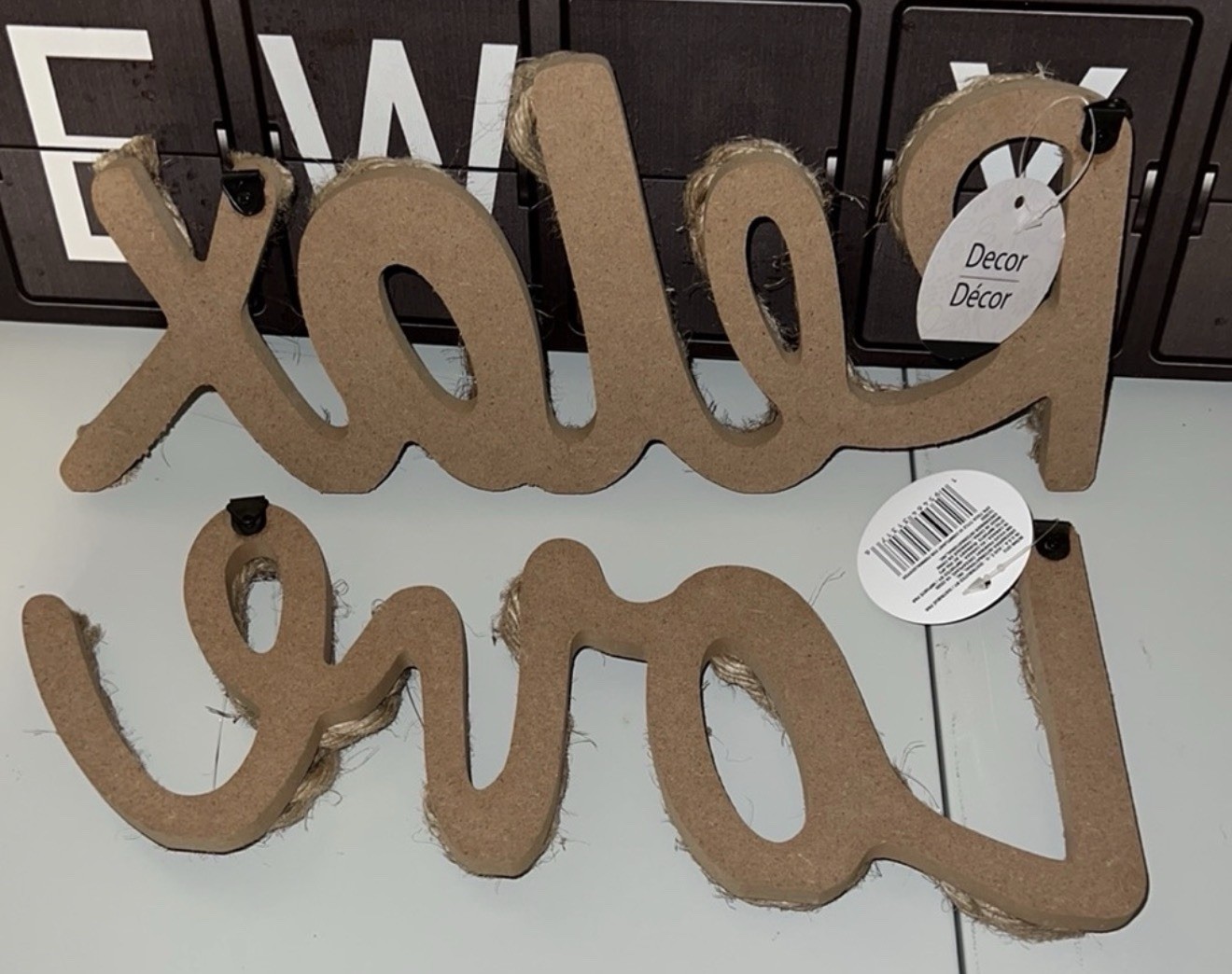 Shore Living Relax Love Jute Rope Wood Tabletop Wall Decor Rustic Farmhouse Sign