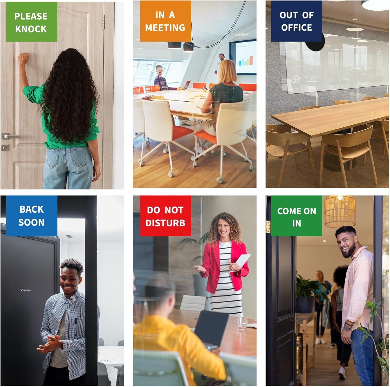 Brushed Gold Office Door Signs – 6 Options for Privacy and Meetings