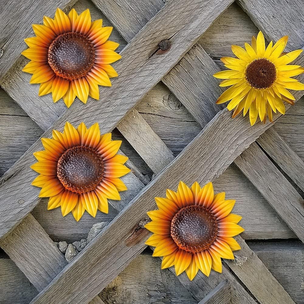 Fall-Themed 3 Pack 9” Sunflower Wall Art – Handmade Metal Decor for Any Room