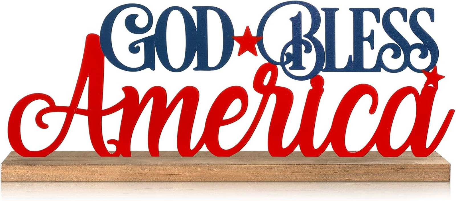 Patriotic God Bless America Metal Sign Rustic Table Decor Holiday Tiered Tray De