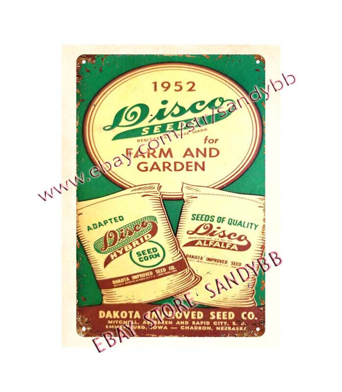 metal wall art 1952 Disco Seeds Packet Catalog gardening flower metal tin sign